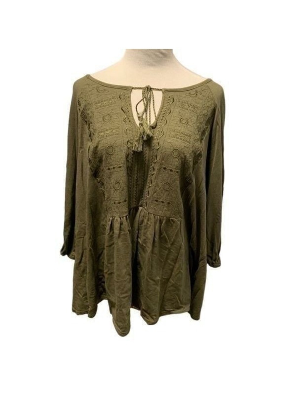 New! Jane & Delaney Army Green Tunic Top Sz 3X